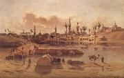 Adrien Dauzats View of Damanhur during the Flooding of the Nile oil on canvas